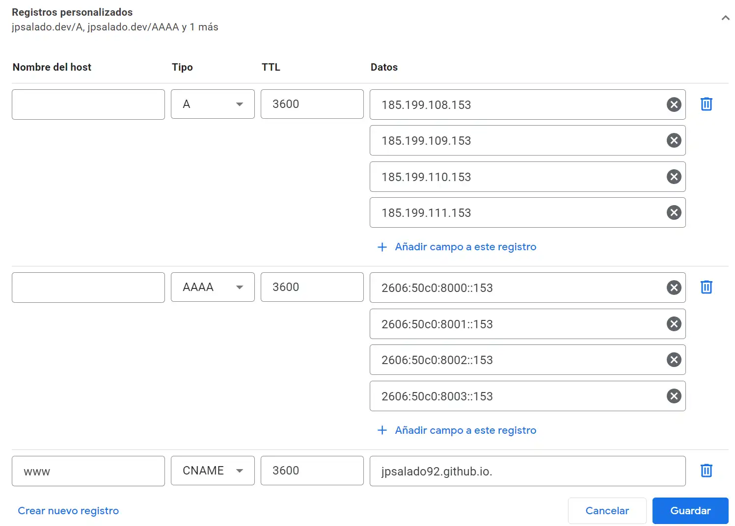 DNS Setup at Google Domains